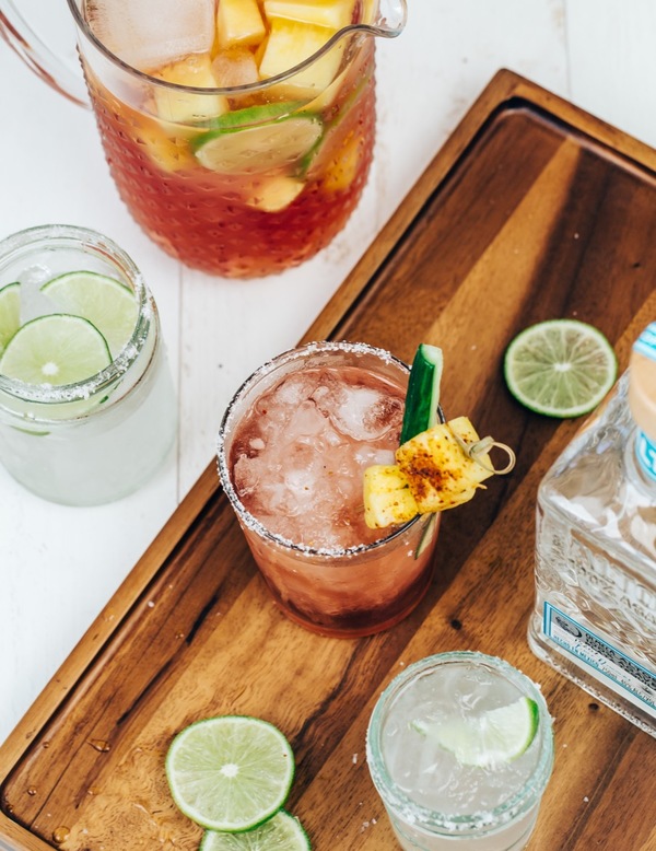 Hibiscus tea, chili & pineapple and margarita