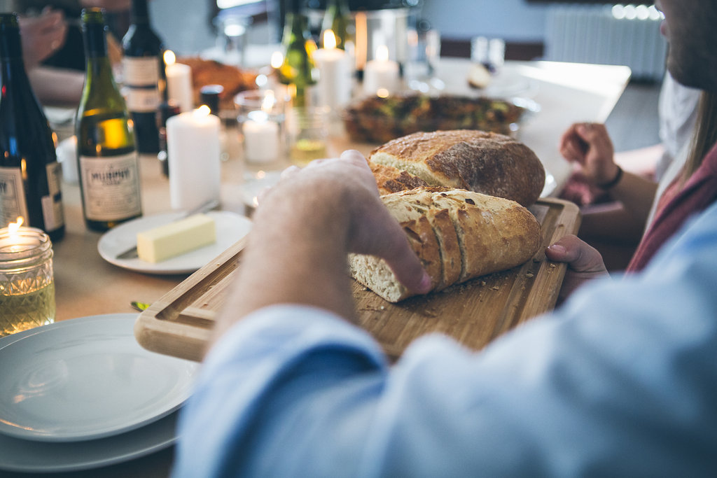 passing bread at dinner