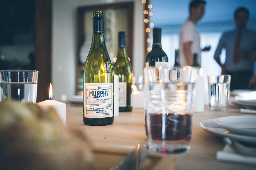 Table setting with wine