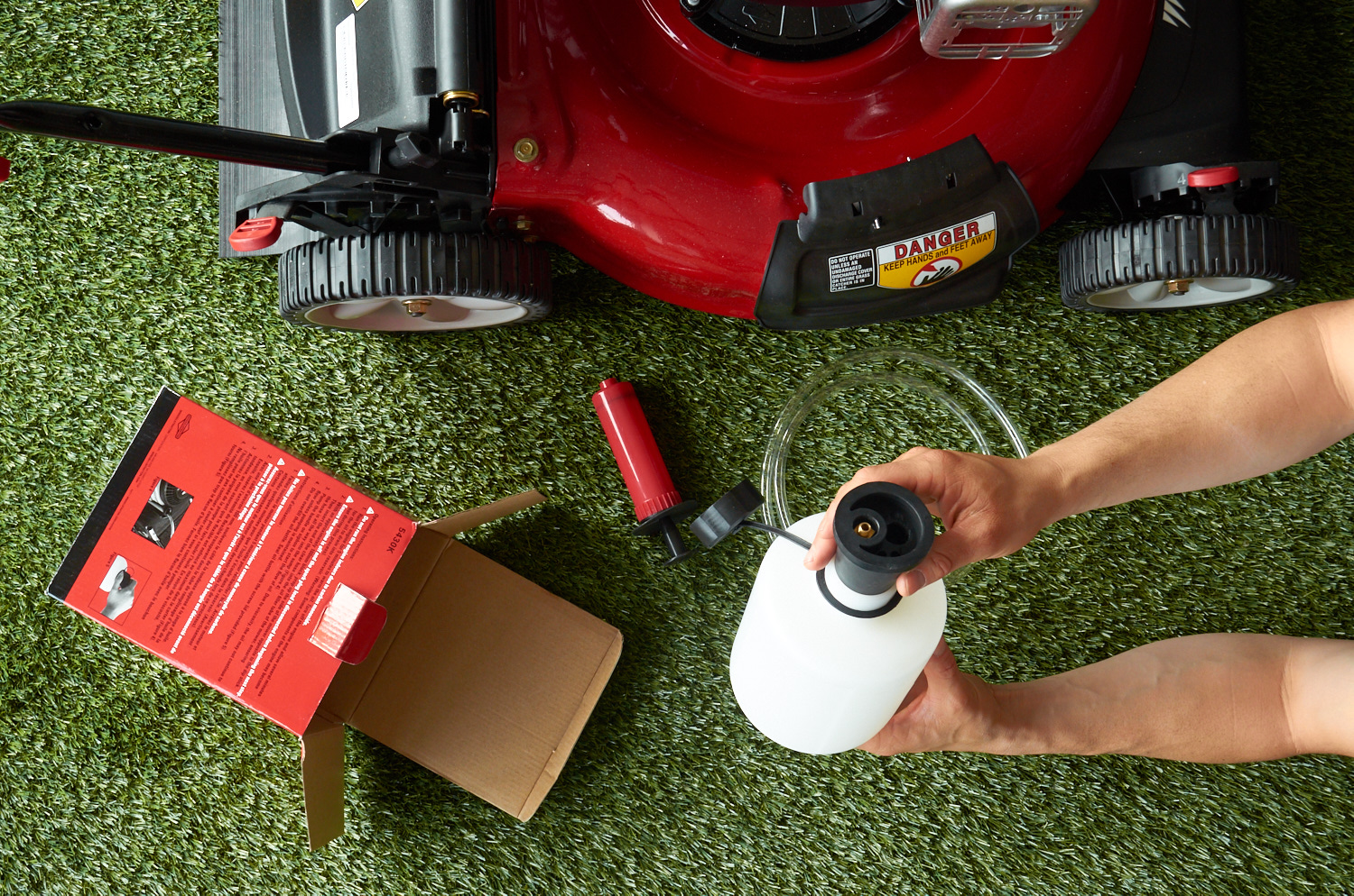 drain lawn mower oil - kit
