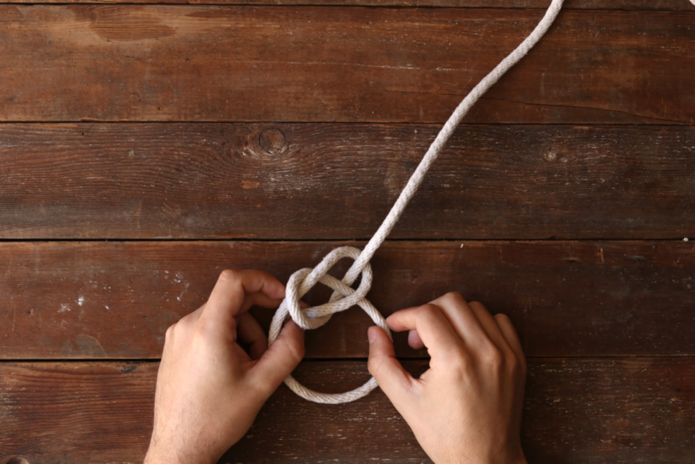 Bowline knot step seven