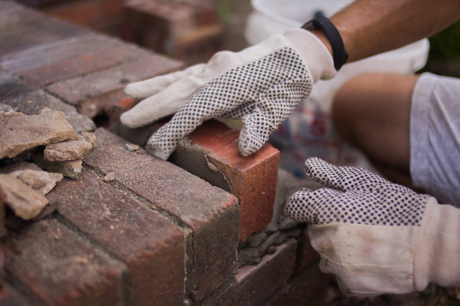 replacing a new brick to previously damaged entryway