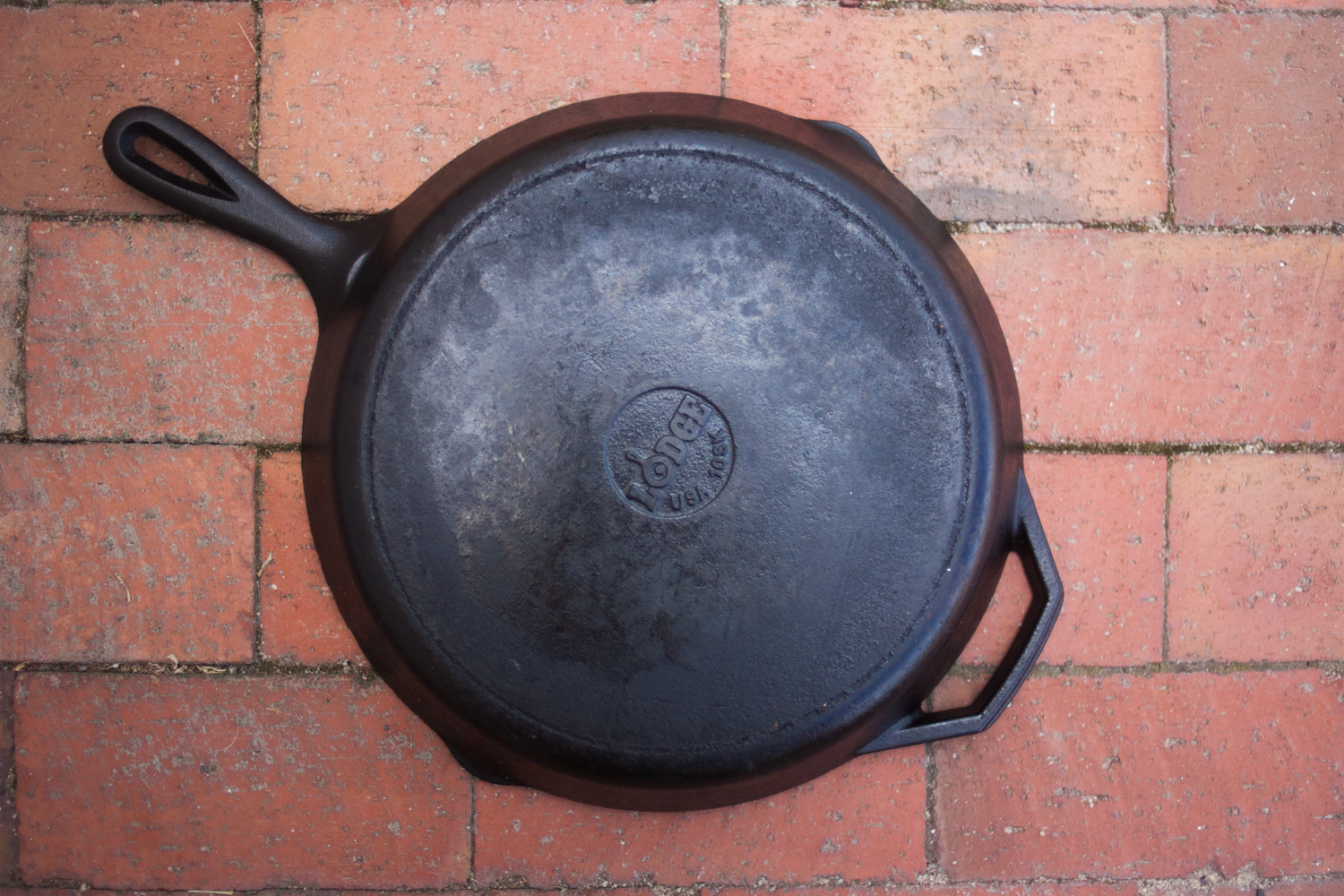 Bottom of a cast iron skillet