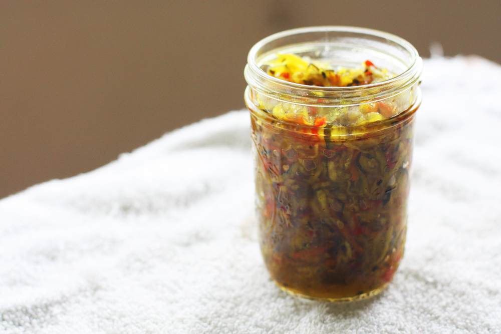 Jar of zucchini relish