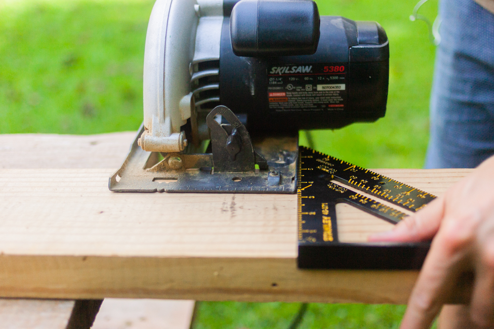 speed square used as a saw guide