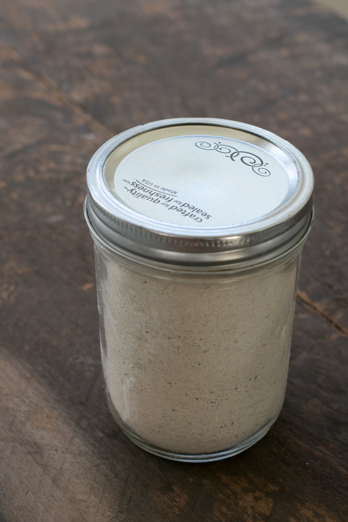 jar of dried mushroom powder